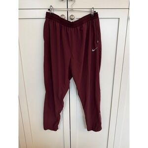 Nike Dri-FIT Womens Running Pants Burgundy Maroon Zipper Pockets XL